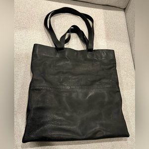 Large matte black leather bag